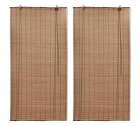 vidaXL Estor enrollable de bambú 2 unidades marrón 120x220 cm
