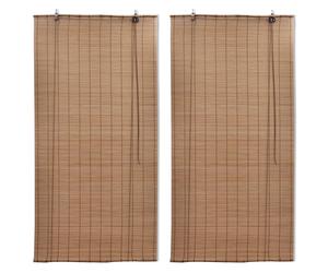 vidaXL Estor enrollable de bambú 2 unidades marrón 120x220 cm