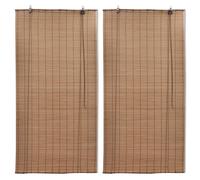 vidaXL Estor enrollable de bambú 2 unidades marrón 80x160 cm