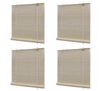 vidaXL Estor enrollable de bambú natural 4 unidades 120x160 cm