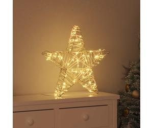 vidaXL Estrella 3D con 50 LED cálido 55 x 52.5 x 9 cm Ratán
