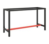 vidaXL Estructura Banco de Trabajo Metal Negro y Rojo Mate 140x50x79cm
