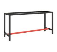 vidaXL Estructura Banco de Trabajo Metal Negro y Rojo Mate 170x50x79cm