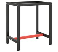 vidaXL Estructura Banco de Trabajo Metal Negro y Rojo Mate 70x50x79cm
