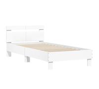 vidaXL Estructura de cama con cabecero, somier de invitados, madera de ingeniería blanco 100x200 cm