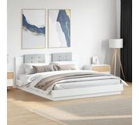 vidaXL Estructura cama con cabecero madera ingeniería blanco 180x200cm