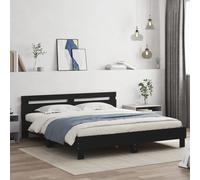 vidaXL Estructura cama con cabecero madera ingeniería negro 160x200 cm