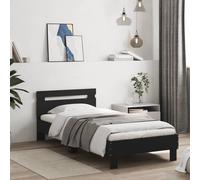 vidaXL Estructura cama con cabecero Somier de invitados Madera de ingeniería Negro 90x200 cm