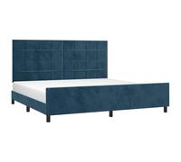 vidaXL Estructura Cama con Cabecero Matrimonial Somier Tapizado Dormitorio Habitación Muebles Cuarto Descanso Terciopelo Azul Oscuro 200x200 cm