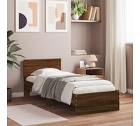 vidaXL Estructura cama con cabecero sin colchón 90x200 cm Madera de ingeniería marrón roble
