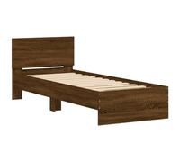 vidaXL Estructura cama con cabecero sin colchón 90x200 cm Madera de ingeniería marrón roble