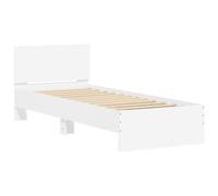 vidaXL Estructura Cama con Cabecero, Somier de Invitados, Armazón de Cama, Mueble para Dormitorio, Madera de Ingeniería Blanco 90x200 cm