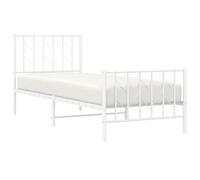 vidaXL Estructura Cama con Cabecero y Pie Cama, Somier de Invitados, Armazón Marco de Cama, Mueble para Dormitorio, Metal Blanca 80x200 cm