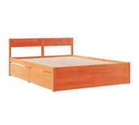 vidaXL Cama sin colchón Madera Maciza de Pino marrón Cera 160x200 cm