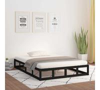 vidaXL Estructura cama doble pequeña madera maciza negro 120x190 cm