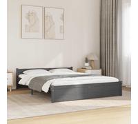 vidaXL Estructura cama doble sin colchón madera maciza gris 135x190 cm