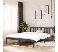 vidaXL Estructura cama doble sin colchón madera maciza gris 135x190 cm