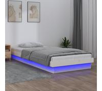 vidaXL Estructura cama individual LED sin colchón madera maciza blanco