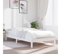 vidaXL Estructura cama individual madera maciza pino blanco 90x190 cm