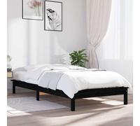 vidaXL Estructura cama individual madera maciza pino negra 90x190 cm