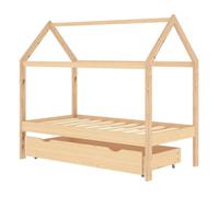 vidaXL Estructura de cama infantil con cajón madera pino 80x160 cm Gris oscuro/Blanco/Marrón