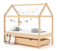 vidaXL Estructura de cama infantil con cajón madera pino 80x160 cm Gris oscuro/Blanco/Marrón