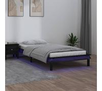 vidaXL Estructura cama LED sin colchón madera maciza negro 90x200 cm