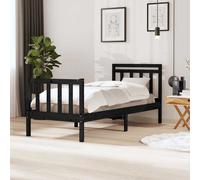 vidaXL Estructura cama madera maciza individual negro 75x190 cm