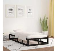 vidaXL Estructura cama madera maciza individual negro 75x190 cm