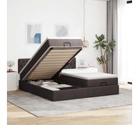 vidaXL Estructura cama otomana colchones tela marrón oscuro 180x200cm