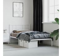 vidaXL Estructura cama sin colchón con cabecero metal blanco 100x190cm