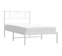 vidaXL Estructura de cama con cabecero – Somier de listones, metal blanco 100x190 cm