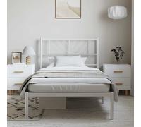 vidaXL Estructura de Cama, Somier con Cabecero, Armazón Marco de Listones de Cama, Mueble para Dormitorio Hogar, Metal Blanco 100X190 cm