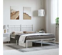 vidaXL Estructura cama sin colchón con cabecero metal blanco 135x190cm