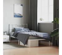 vidaXL Estructura Cama sin colchón con cabecero Metal Blanco 75x190 cm