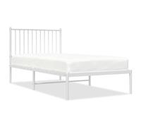 vidaXL Estructura de Cama de Metal con cabecero Blanco 90x190 cm, armazón de Cama, Cama, Muebles de Dormitorio, Marco de Cama, Cama Individual