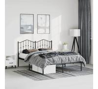 vidaXL Estructura cama sin colchón con cabecero metal negro 150x200 cm