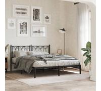 vidaXL Estructura cama sin colchón con cabecero metal negro 150x200 cm