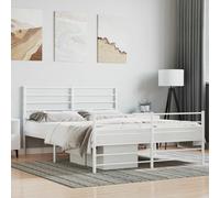 vidaXL Estructura cama sin colchón con estribo metal blanco 140x190 cm