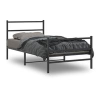 vidaXL Estructura cama sin colchón con estribo metal negro 107x203 cm
