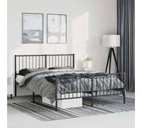 vidaXL Estructura cama sin colchón con estribo metal negro 135x190 cm