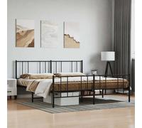 vidaXL Estructura cama sin colchón con estribo metal negro 180x200 cm