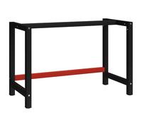 vidaXL Estructura de Banco de Trabajo, 120x57x79 cm, Metal con Recubrimiento en Polvo, Negro & Rojo, Estilo Industrial, para Oficina o Taller, Patas de Mesa Resistentes, Soporte de Escritorio