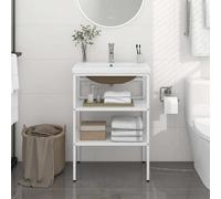 vidaXL Estructura de baño con lavabo incorporado hierro blanco
