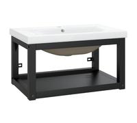 vidaXL Estructura de baño con lavabo incorporado Soporte lavadero consola Hierro negro