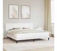vidaXL Estructura de cama Multitalla con cabecera y tiras LED cuero sintético Blanco 180x200 cm