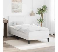vidaXL Estructura de cama moderna con tiras LED y cabecera Cuero sintético Blanco 90 x 190 cm