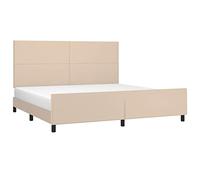 vidaXL Estructura de Cama Cabecero Matrimonial Somier Tapizado Dormitorio Habitación Muebles Cuarto Descanso Cuero Sintético Capuchino 200x200cm