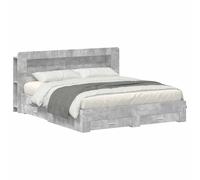 Estructura de cama vidaXL con espacio de almacenamiento, color gris hormigón, 200 x 200 cm, fabricada en material de madera