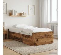 Estructura de cama vidaXL con espacio de almacenamiento, madera reciclada, 80 x 200 cm, material de madera